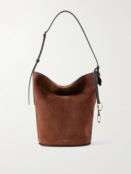  Alaïa   Leather Trimmed Suede Tote   Brown 
