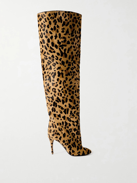  Alaïa   Leopard Print Calf Hair Over The Knee Boots   Leopard Print 