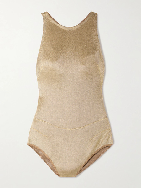  Alaïa   Metallic Knitted Bodysuit   Gold 