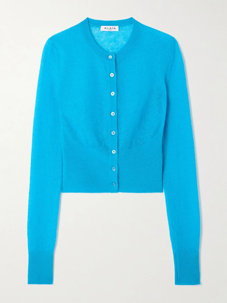  Alaïa   Mohair Blend Cardigan   Turquoise 