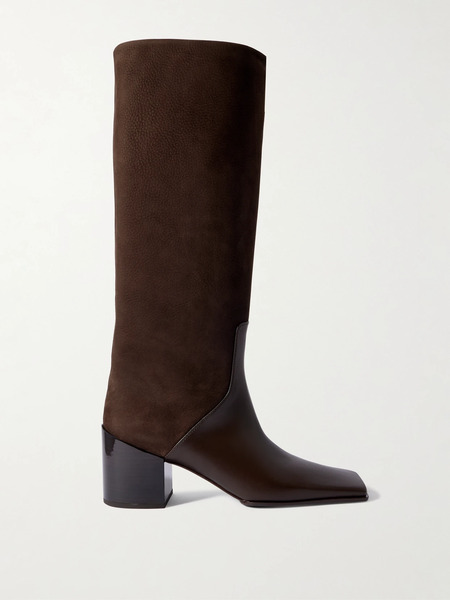  Alaïa   Nubuck And Leather Knee Boots   Brown 