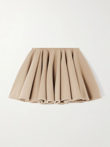  Alaïa   Pleated Brushed Wool And Cashmere Blend Mini Skirt   Beige 