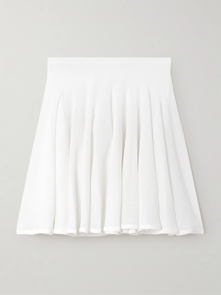  Alaïa   Pleated Jersey Mini Skirt   White 