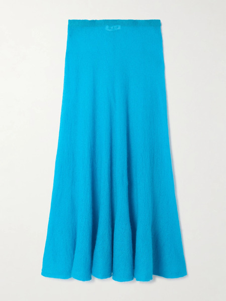  Alaïa   Pleated Mohair Blend Midi Skirt   Turquoise 