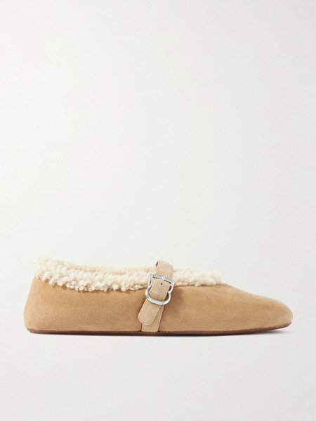  Alaïa   Shearling Ballet Flats   Camel 