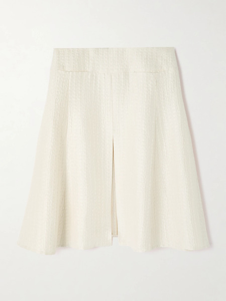 Alaïa   Silk Cloqué Midi Skirt   Ivory 