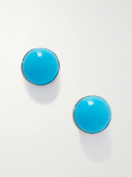  Alaïa   Sphere Silver Tone And Enamel Earrings   Turquoise 