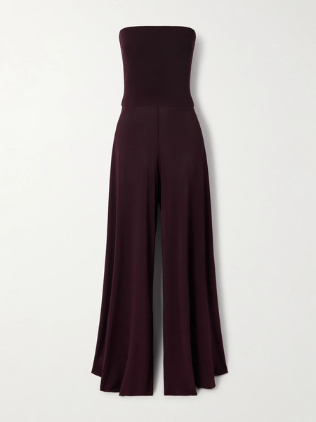  Alaïa   Strapless Jersey Jumpsuit   Burgundy 