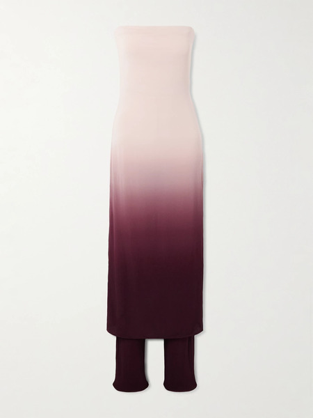  Alaïa   Strapless Layered Dégradé Jersey Jumpsuit   Pink 