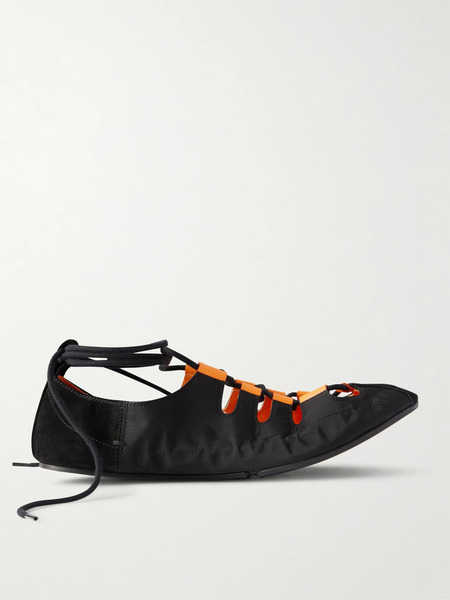  Alaïa   Suede Trimmed Shell Ballet Flats   Black 