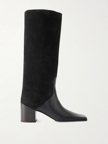  Alaïa   Textured Leather And Suede Knee Boots   Black 
