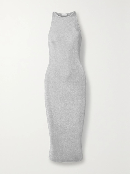  A.l.c.   Ashley Metallic Knitted Midi Dress   Silver 