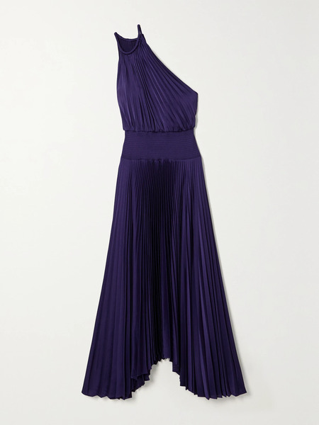  A.l.c.   Ruby Asymmetric Pleated Satin Midi Dress   Purple 