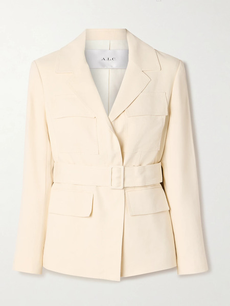  A.l.c.   Savannah Belted Linen Blend Twill Jacket   Ecru 