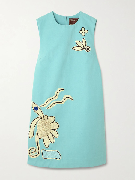  Alémais   Azar Embroidered Cotton Canvas Mini Dress   Blue 