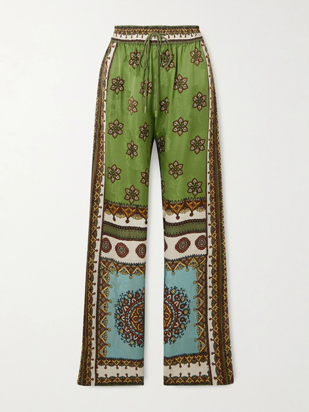  Alémais   Contina Printed Jacquard Wide Leg Pants   Green 