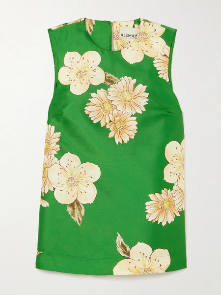  Alémais   Sage Printed Recycled Satin Twill Top   Emerald 