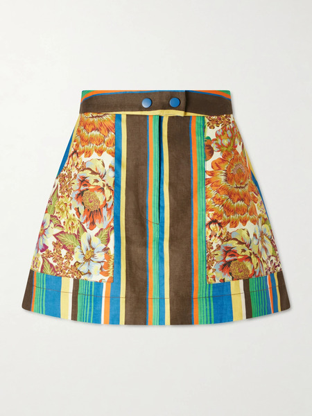  Alémais   Striped Cotton Mini Skirt   Green 