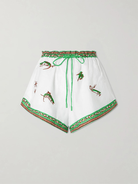  Alémais   Wanda Embroidered Linen Shorts   Ivory 