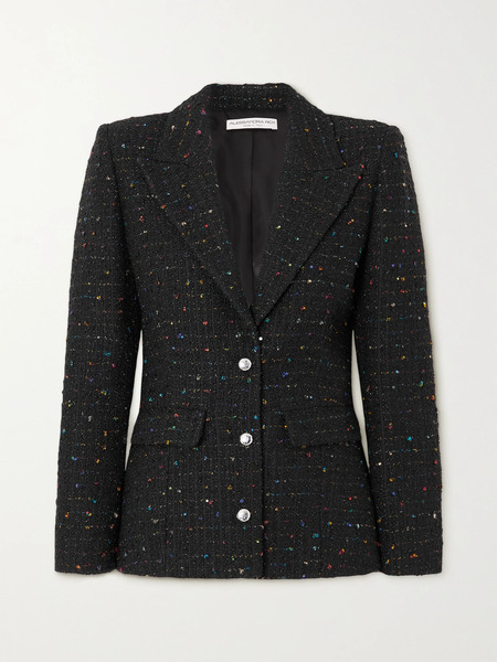  Alessandra Rich   Sequin Embellished Metallic Tweed Blazer   Black 