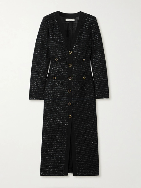 Alessandra Rich   Sequined Tweed Midi Dress   Black 