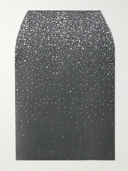  Alex Perry   Crystal Embellished Twill Skirt   Gray 