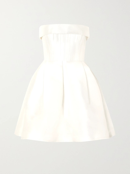  Alex Perry   Elyse Strapless Silk Faille Mini Dress   White 