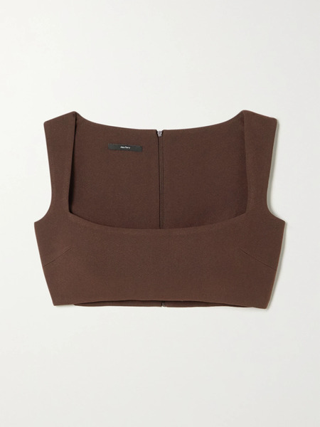  Alex Perry   Rae Cropped Crepe Top   Brown 