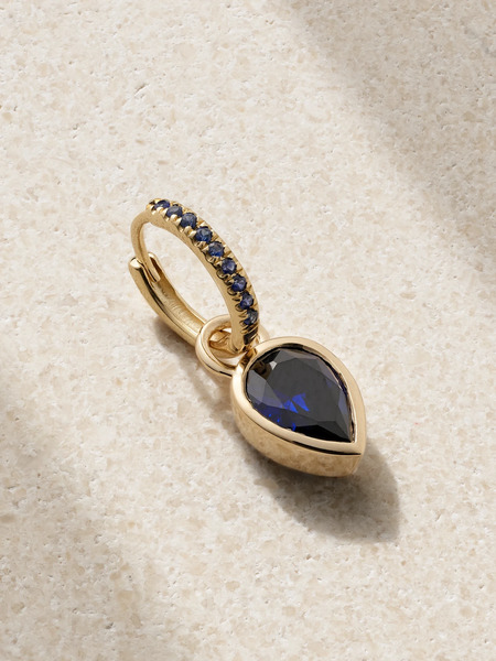  Alison Lou   Tear 14 Karat Gold, Sapphire And Laboratory Grown Sapphire Single Hoop Earring   One Size 