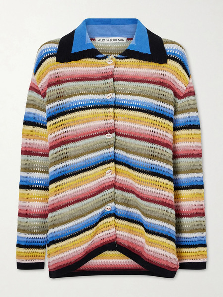  Alix Of Bohemia   Emery Striped Crocheted Cotton Cardigan   Multi 