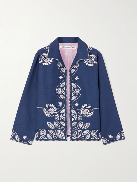  Alix Of Bohemia   Francis Harbor Embroidered Silk Jacket   Midnight Blue 