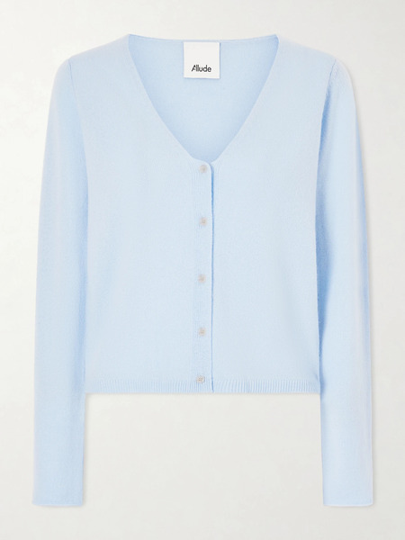  Allude   Cashmere Cardigan   Light Blue 
