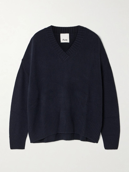  Allude   Cashmere Sweater   Navy 