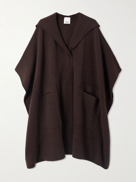 Allude   Hooded Wool And Cashmere Blend Cape   Brown 