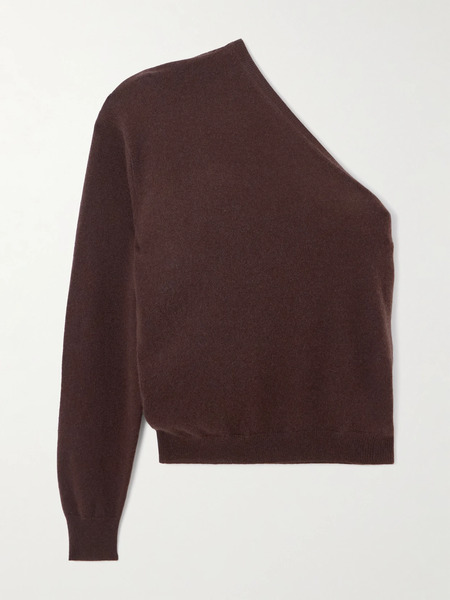  Allude   One Shoulder Wool And Cashmere Blend Sweater   Brown 