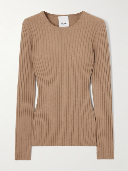  Allude   Ribbed Cashmere Sweater   Camel 