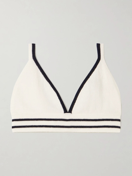  Allude   Striped Cashmere Bralette   Cream 