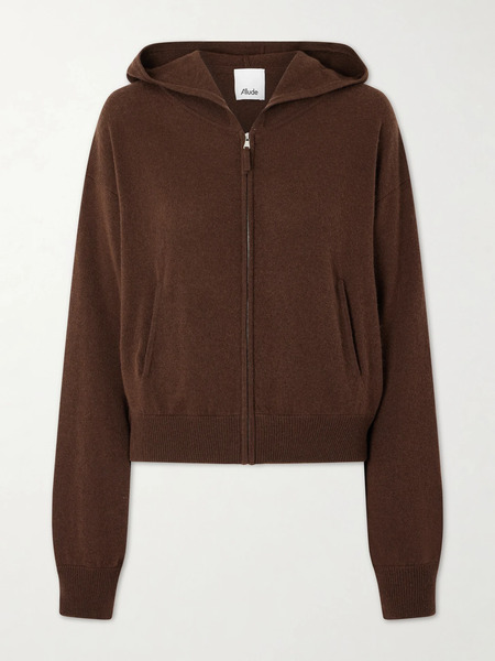  Allude   Wool And Cashmere Blend Hoodie   Brown 