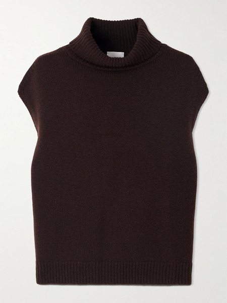 Allude   Wool And Cashmere Blend Turtleneck Tank   Brown 