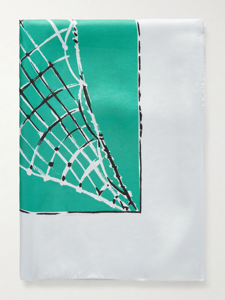  Altuzarra   Fishnet Printed Silk Twill Scarf   Green 