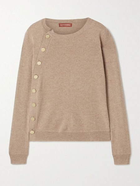  Altuzarra   Minamoto Button Embellished Cashmere Sweater   Beige 