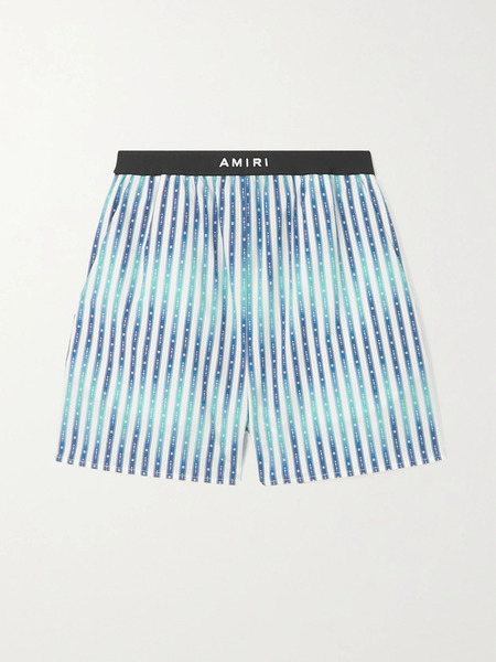  Amiri   Striped Cotton Poplin Shorts   Blue 