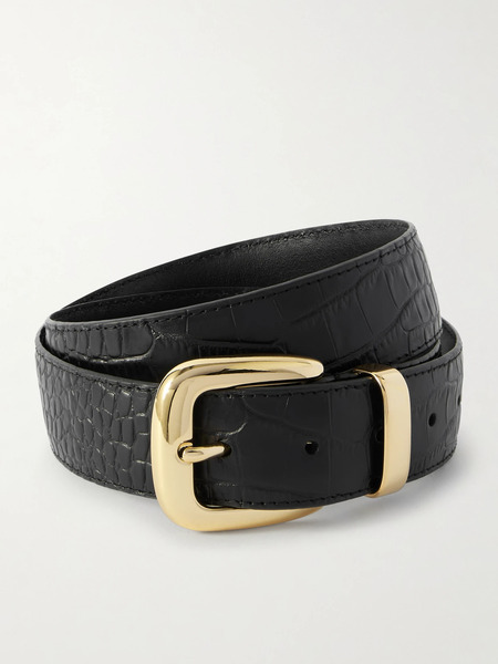  Anderson's   Croc Effect Leather Belt   Black 