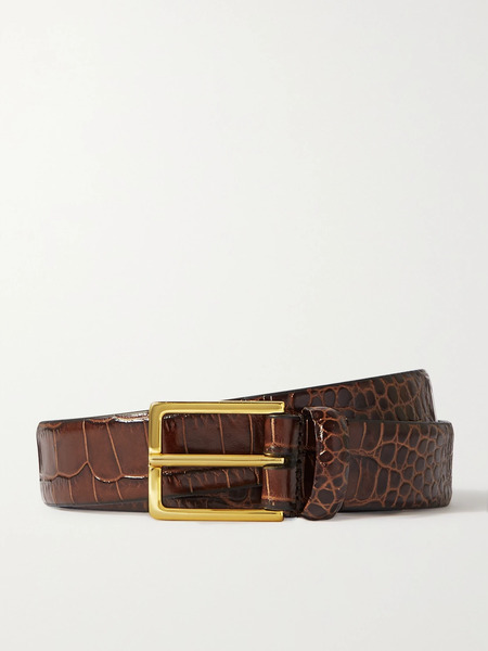  Anderson's   Croc Effect Leather Belt   Brown 