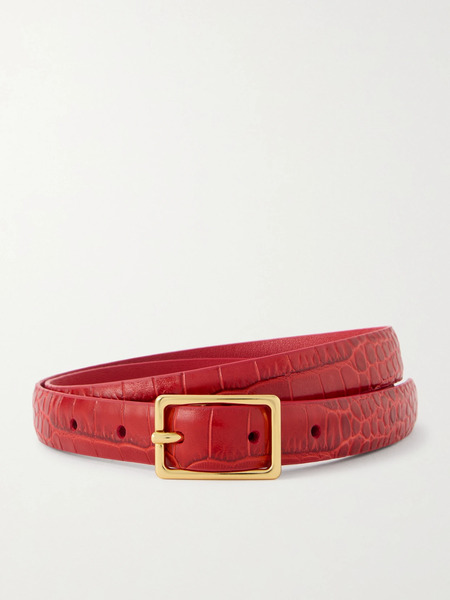  Anderson's   Croc Effect Leather Belt   Red 