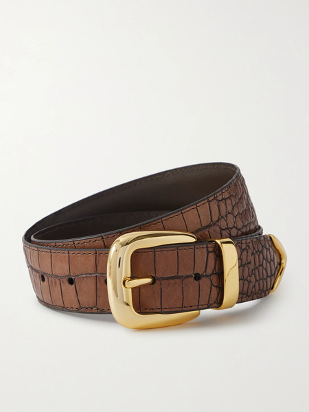  Anderson's   Croc Effect Leather Belt   Tan 