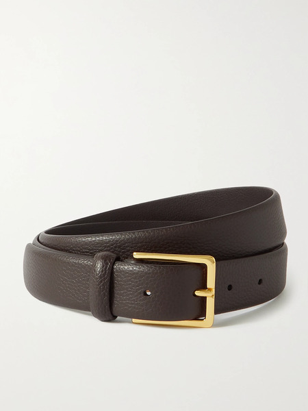  Anderson's   Textured Leather Belt   Dark Brown 