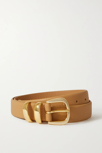  Anderson's   Textured Leather Waist Belt   Beige 