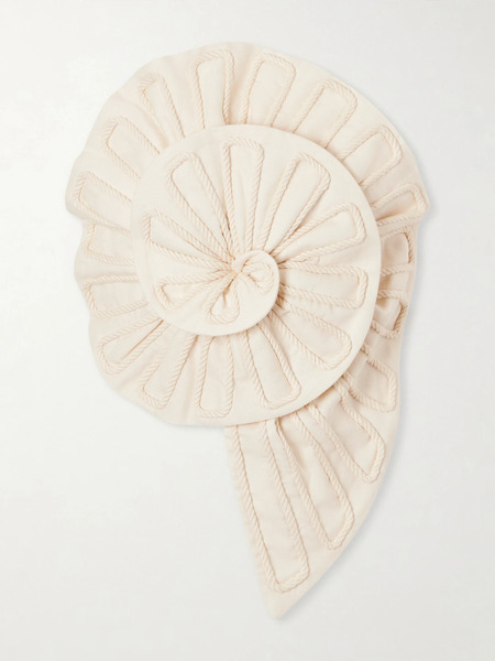  Andres Otalora   Cosmos Strapless Cropped Embroidered Linen Top   Ivory 