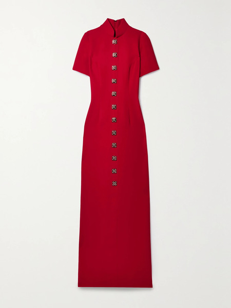  Andrew Gn   Embellished Crepe Maxi Dress   Red 